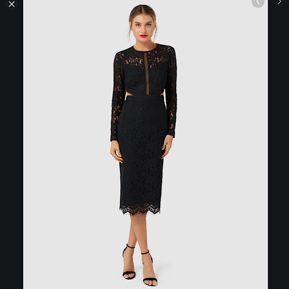 NWT NEIMAN MARCUS Black Lace Dress Sz 10